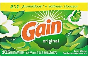 Gain, Fabric Softener Dryer Sheets, Original Scent, 105 Count