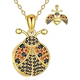 POPLYKE Ladybug Necklace 925 Sterling Silver Ladybug Lucky Pendant Jewelry Gifts for Women Mother Birthday