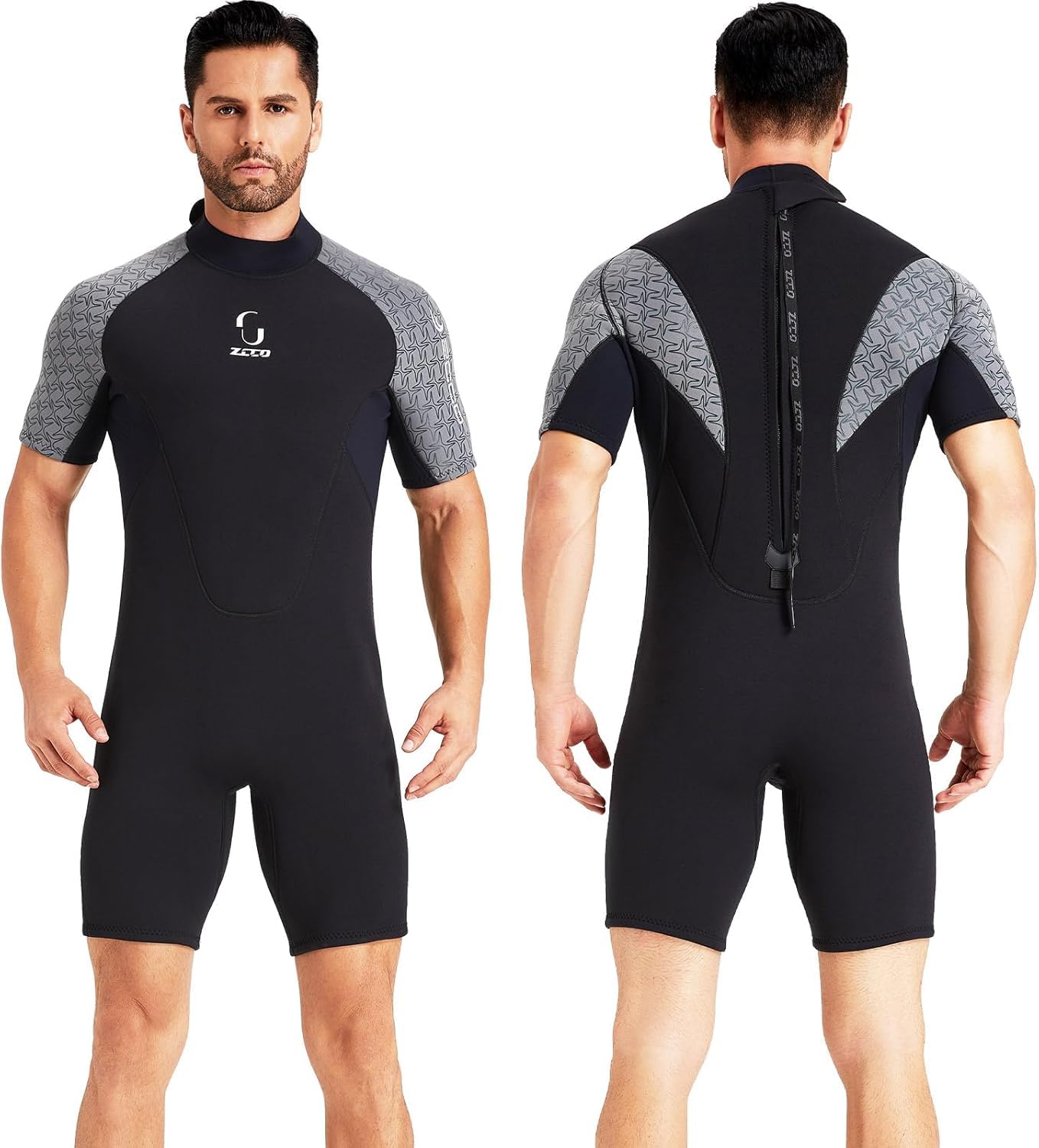 Wetsuits Men's Neoprene Women's 3mm Back Zipper Shorty Wetsuits for Surfing Snorkeling Canoe Spearfishing Diving Swimming Stand Up Paddleboarding Kayaking(Gray)