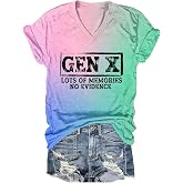 Gen X Shirts for Women Generation X Shirt V Neck Oversized Graphic Tees for Women