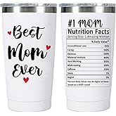 Waldeal Best Mom Ever Travel Tumbler 20 Oz-Gifts for Mom from Daughter Son, Christmas Birthday Gift Ideas for Mothers in Law, Mama, Grandma, White