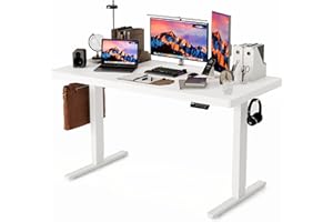Monomi Electric Standing Desk, 55 x 24 inches Height Adjustable Desk, Ergonomic Home Office Sit Stand Up Desk with Memory Preset Controller (White Top/White Frame)