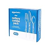 Amazon Basics Disposable Clear Assorted Cutlery