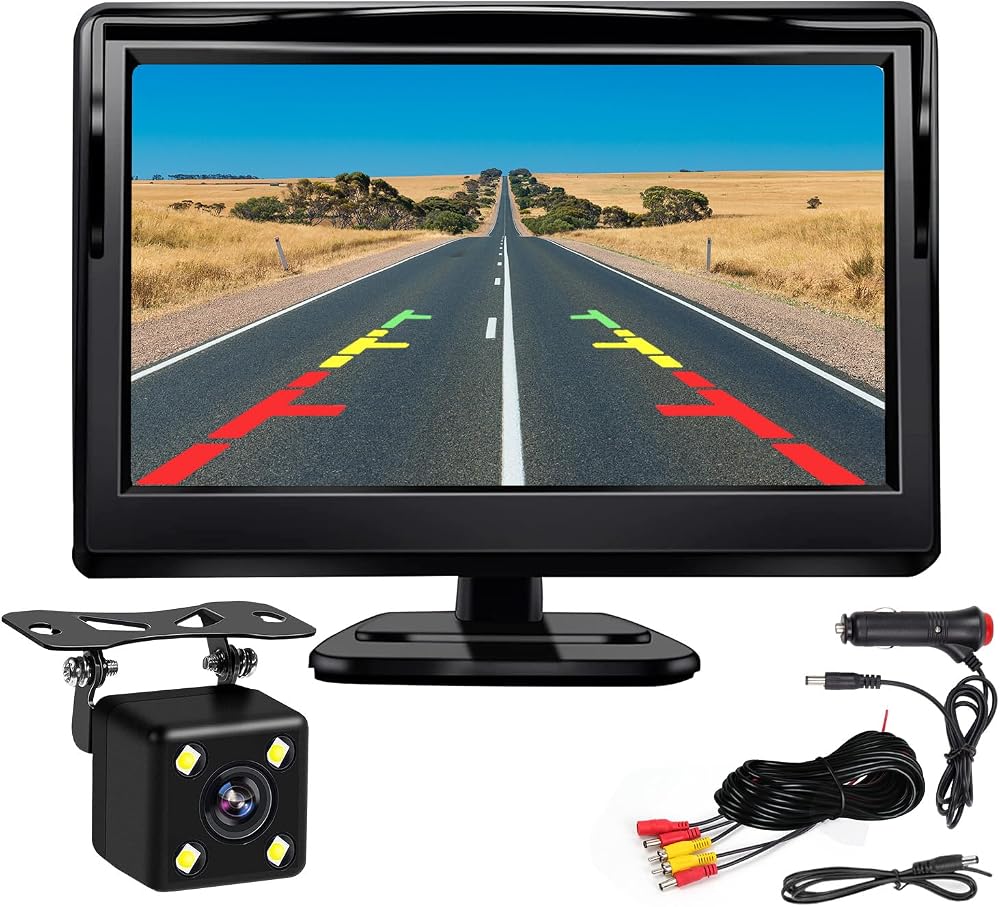 Kairiyard 5" Backup Camera Monitor HD Night Vision 170° Wide View IP69