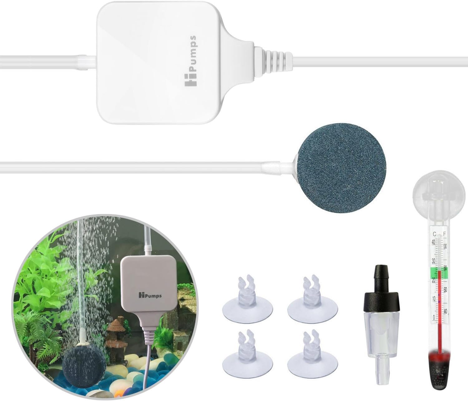 icemoon Aquarium Air Pump Ultra Silent High Energy Saving Air Pump Air Pump Fish Tank,1.8 W/ 350