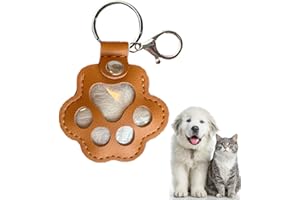 Pet Memorial Gifts,Dog and Cat Fur Storage Keychain,Cute Leather Paw Keepsake,Memorial Collection Key Chain for Pet Lovers