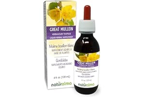 Great Mullein or Common Mullein (Verbascum thapsus) Flower and Leaf Alcohol-Free Tincture Naturalma | 4 fl oz Liquid Extract in Drops | Herbal Supplement | Vegan | Product of Italy