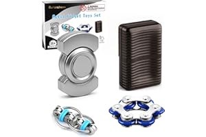 RUTANSHENN Metal Fidget Toys Adults Set Magnetic Spinner Slider - Premium Stress Relief Desk Toy for Teens - Sensory Fidget Toys for Anxiety ADHD Autism - Cool Office Gadgets Gifts for Men Boys