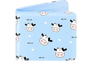 BISTUP Girls Cute Kawaii Wallet Cow Aesthetic Women Womens Cool Funny Leather Credit Id Card Cash Holder Woman Rfid Blocking Zipper Wallets With Coin Pocket Id Window Female Bifold Little Girl
