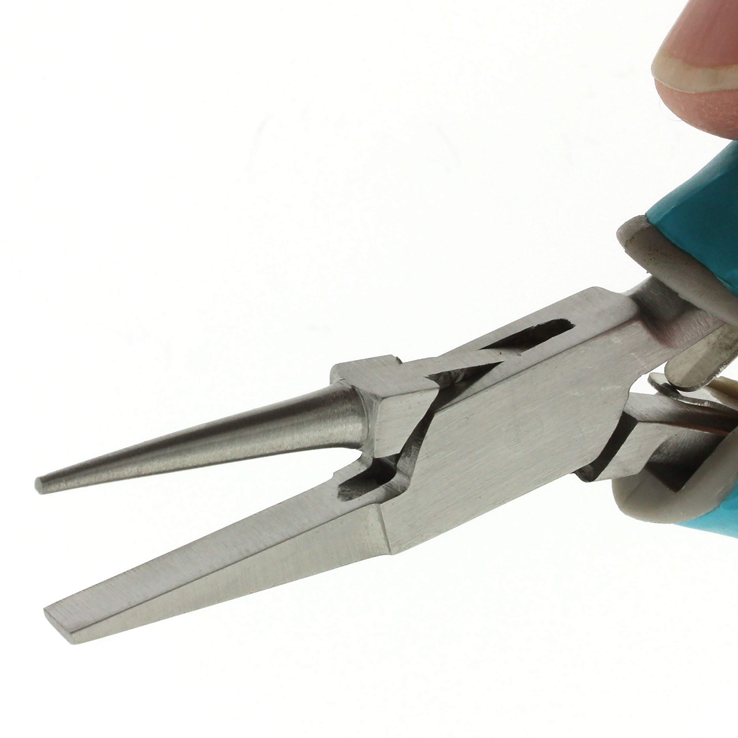 The Beadsmith Simply Modern Half Round/Half Flat Nose Pliers, 5.75 inches (145mm) with polished steel head, comfortable contoured grip handles and double-leaf springs, tool for jewelry making