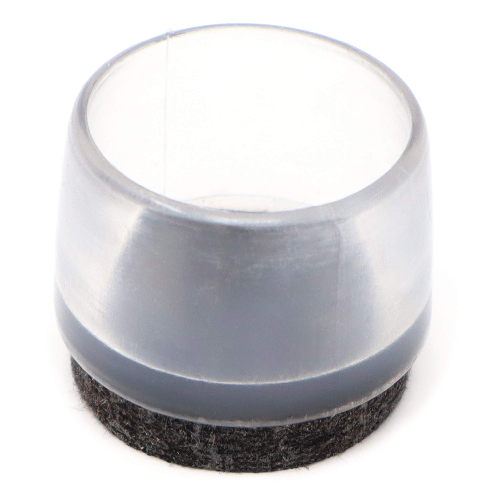 Adsamm® / 100 x Leg tips with felt for round tubes | ø for round tubes 0.83 - 0.87 '' (21 - 22 mm) | trasparente | round | outer caps with felt for tubular steel chairs