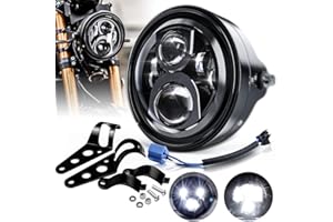 BWCarid 7 Inch LED Motorcycle Headlight Round DOT Approved With Housing Bucket Hi/Lo Beam 7" Headlight with Fork Mount Bracke