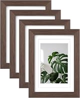 EGOFINE 7x5 Solid Wood Picture Frame Set of 4 with Plexiglass Rustic Brown
