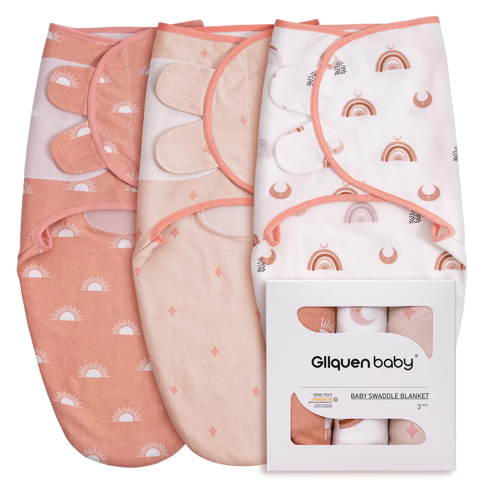 GLLQUEN BABY Baby Swaddle Wraps for 0-3 Months Newborn,Oeko-tex100,100% Breathable Organic Cotton Fabric Swadding Blankets,3 Pack (Coffee) — image 1