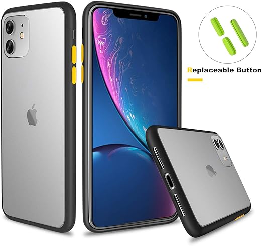 Amazon Com Estpeak Silicone Phone Case For Iphone 11 Pro Max Contrast Color Independent Button With Replace Button Matte Translucent Case With Soft Edges Anti Drop Cover For Iphone 11 Pro Max 6 5 Black