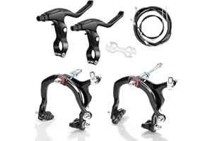 Qcdou Bike Brakes Calipers Set, Front & Rear C Caliper Brake Kit, Bike Brake Pads, 65-79mm Reach Bike Brake Levers Kit with C