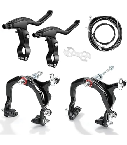 WEEROCK Kit Complet De Freins à étrier Pour Vélo – Avant Et Arrière, Leviers En Alliage D’aluminium, Câbles 60/200 Cm, Plaquettes Réglables, Pour Enfant, BMX, Plage