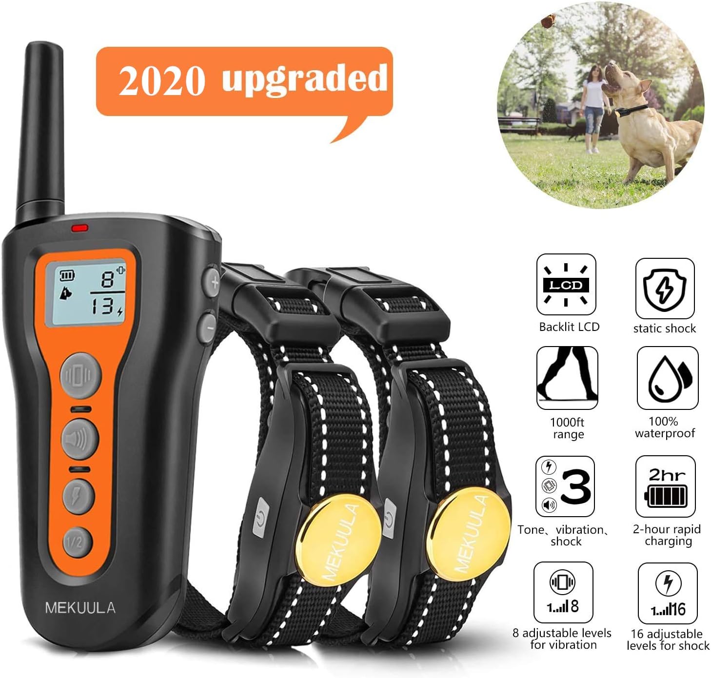 MEKUULA Dog Training Shock Collar for 2 Dogs Rechargeable