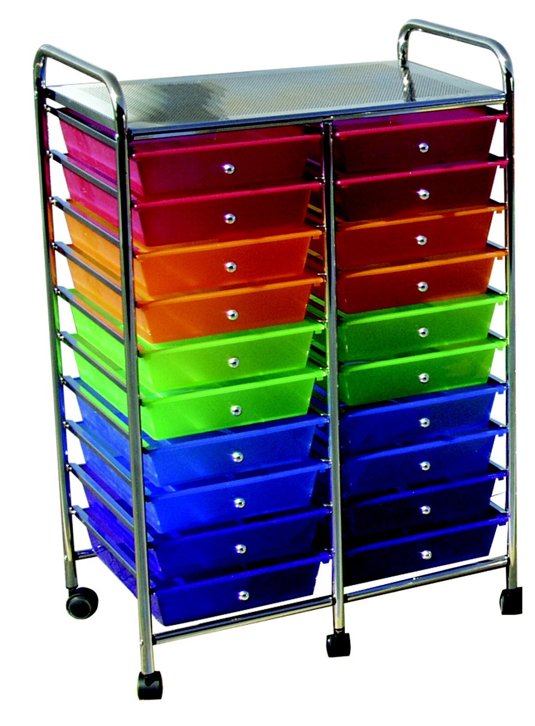 Mobile Organizer, 20 Drawers, 25 x 38 x 15-1/4 Inches, Multiple Colors