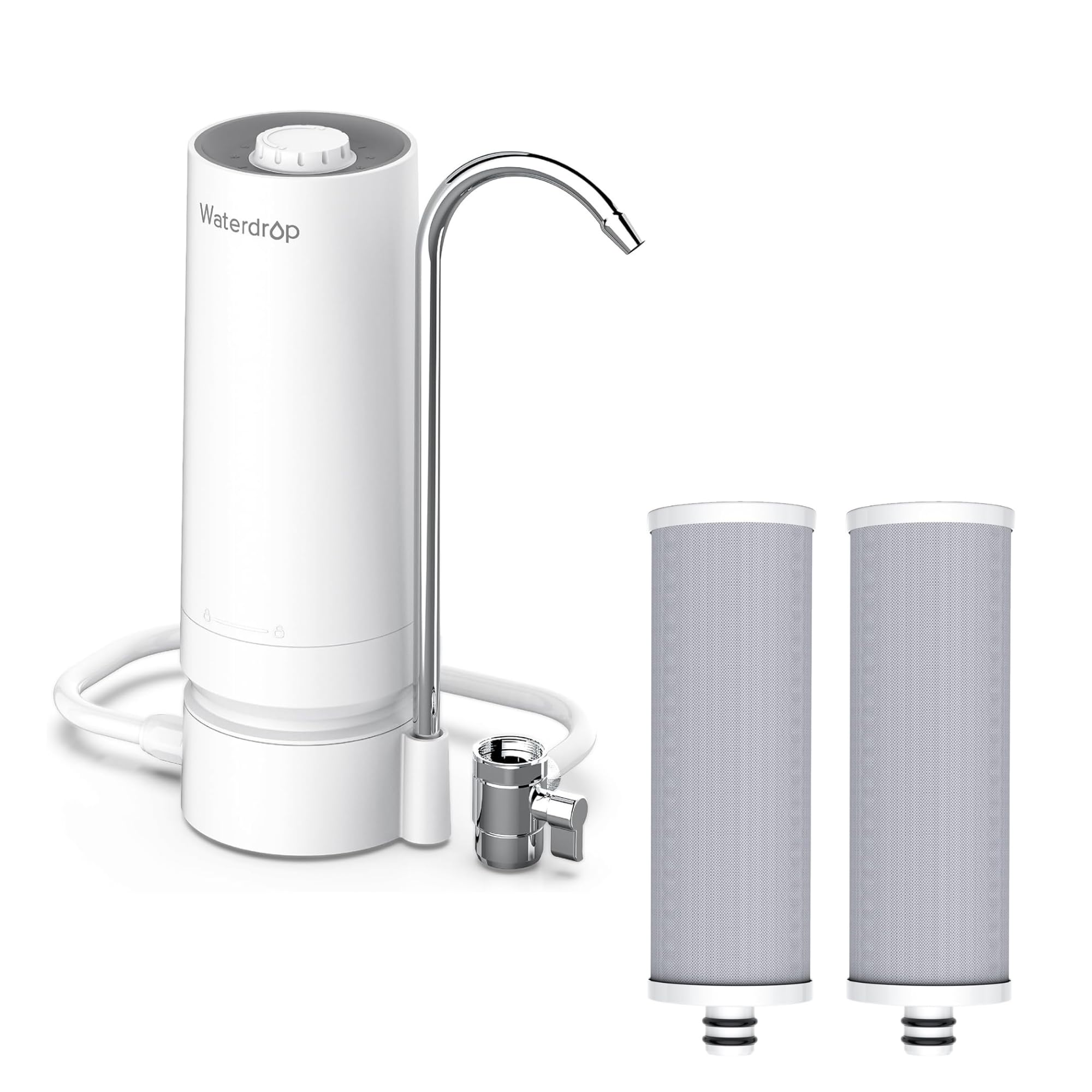 Waterdrop Water Filter for Sink Faucet, 8000 Gallons Countertop Water Filter System and Filter Life Reminder, Reduces Heavy Metals, Bad Odor, and 99% Chlorine, WD-CTF-05 (2 Filter) Image