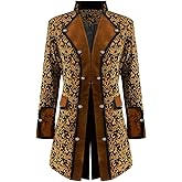 DRTES Men Steampunk Medieval Jacket Victorian Vampire Pirate Frock Coat Costume