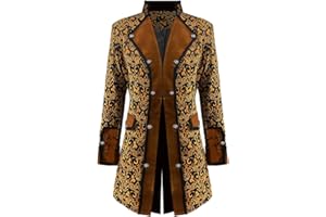 DRTES Men Steampunk Medieval Jacket Victorian Vampire Pirate Frock Coat Costume