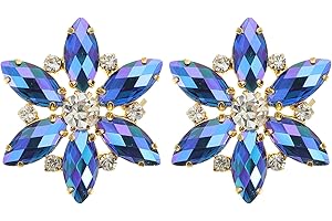 Operitacx 1 Pair Blue Crystal Shoe Flower Clips, Detachable and Reusable Alloy Bridal Shoe Clips for Elegant
