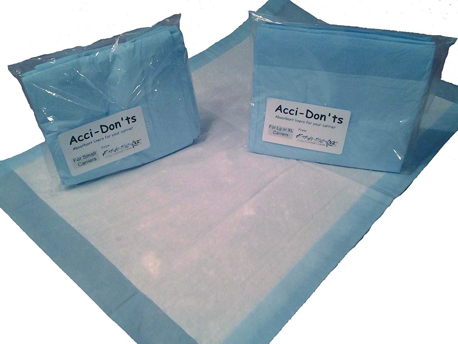 Acci-Don'ts Cat-in-the-Bag Pee Pad | Pack of 4 Absorbent Adhesive Disposable Liner for Large & X-Large Cat Carrier Bags | Pet Pee Pads for Vet Trips & Travel