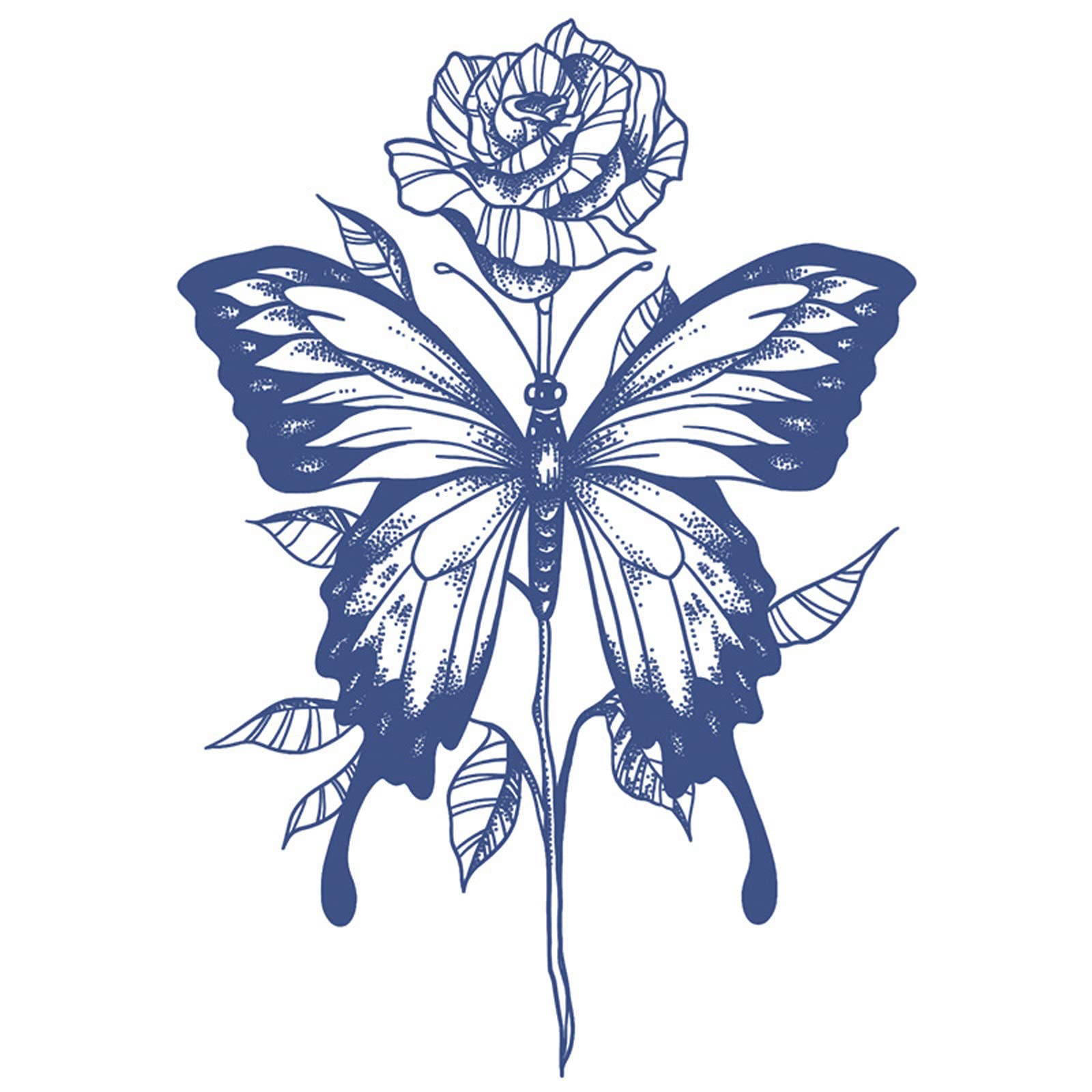 Nirbffo Large Butterfly Flower Waterproof Lasting Temporary Tattoo Women Tattoos Sticker 5 Sheets 12X19CM