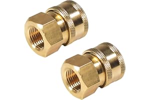 YAMATIC Pressure Washer Adapter 3/8" Female NPT to 3/8" Quick Connect Socket, Power Washer Hose Coupler Replacement, Solid Brass Fitting, Rated 5000 PSI(2 Pcs)