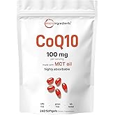 Micro Ingredients CoQ10 100mg Per Serving | 240 Softgels Made with Coconut MCT Oil | High Absorption Coenzyme Q10 as Ubiquinone | Non-GMO