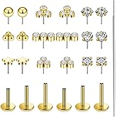 Xnsjeyy 20G 18G 16G Threadless Flat Back Earrings Nose Studs 316L Surgical Steel Tragus Forward Helix Conch Cartilage Lobe Earrings Stud Medusa Labret Monroe Lip Ring Piercing Jewelry For Women Men