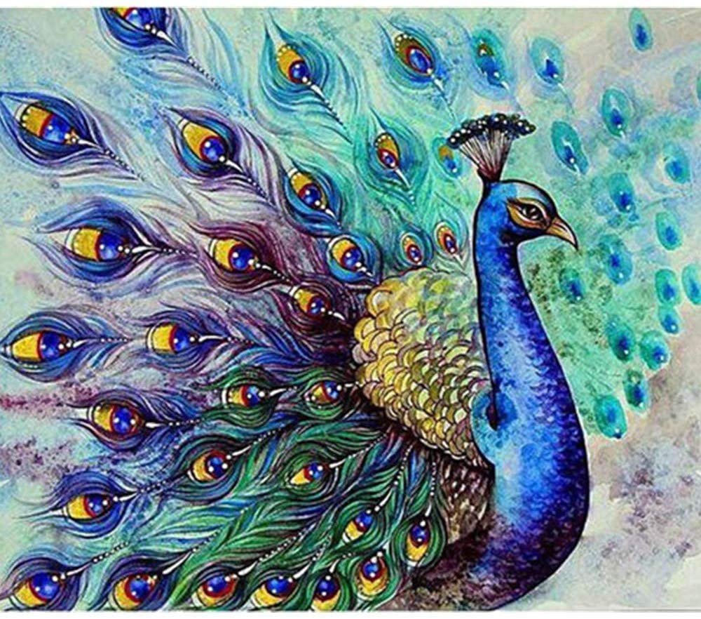 Meecaa Cross Stitch Kits 11 Count Stamped, Peacock Animal Embroidery Kit with Accessories Pre Printed (36CMx46CM) (Peacock)
