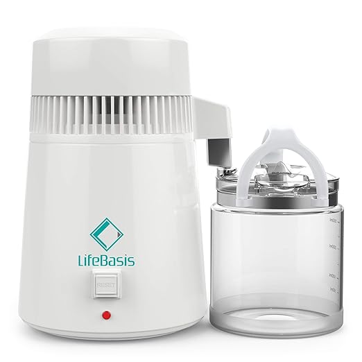 LifeBasis Destilliergerät 4L Wasserdestillierer Wasser Destillertes Wasser Maschine mit Glas Sammelkanne Wasserdestille und E