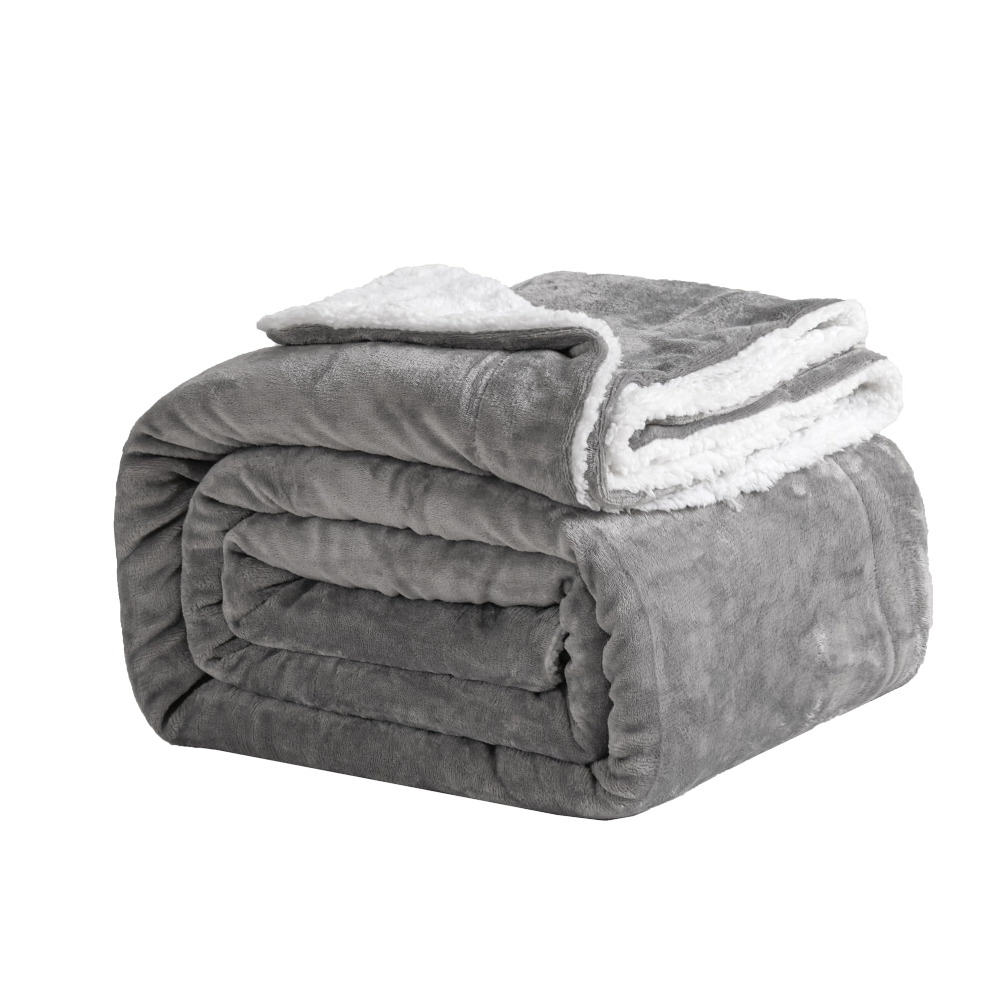 Good Nite Bed Throw Blanket 130x150cm Sherpa Flannel Blankets Fleece Fluffy Throw Lightweight Microfiber Solid for Sofa (Grey, Single)