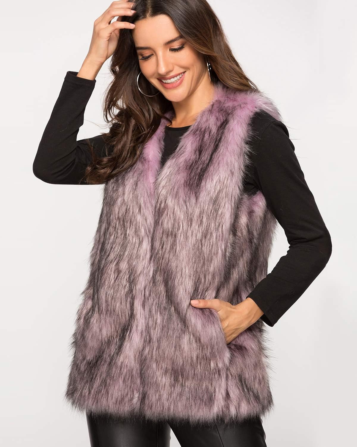 Escalier Women's Faux Fur Vest Waistcoat Sleeveless Jacket at  Women's Coats Shop