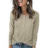 DB MOON 2026 Womens Long Sleeve Henley Shirt Lightweight Fall Casual Crewneck Tunic Tops