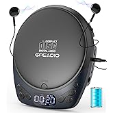 Portable CD Player with Headphones, Rechargeable Discman CD Player for Car & Home, Small CD Players Portable with 60s Anti-Skip, Supports CD/MP3/WMA/TF Card/AUX, Backlit/Lock/Programmable/Timer