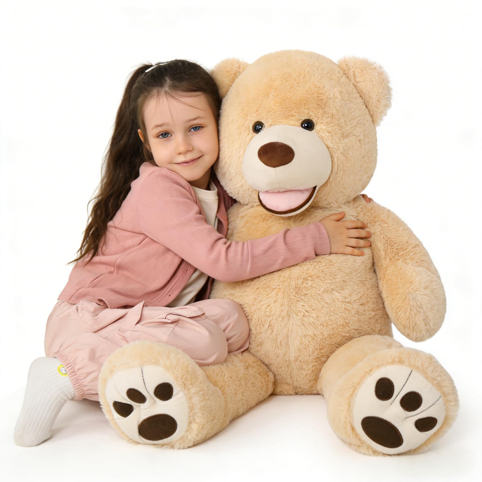 MaoGoLan Giant Teddy Bear Plush,39 inches Big Teddy Bear Stuffed Animal,Adorable Smiling Large Bear,Express Your Love Gift for Kids,Girlfriend,Baby Shower,Valentines Day,Christmas,Long Distance Image