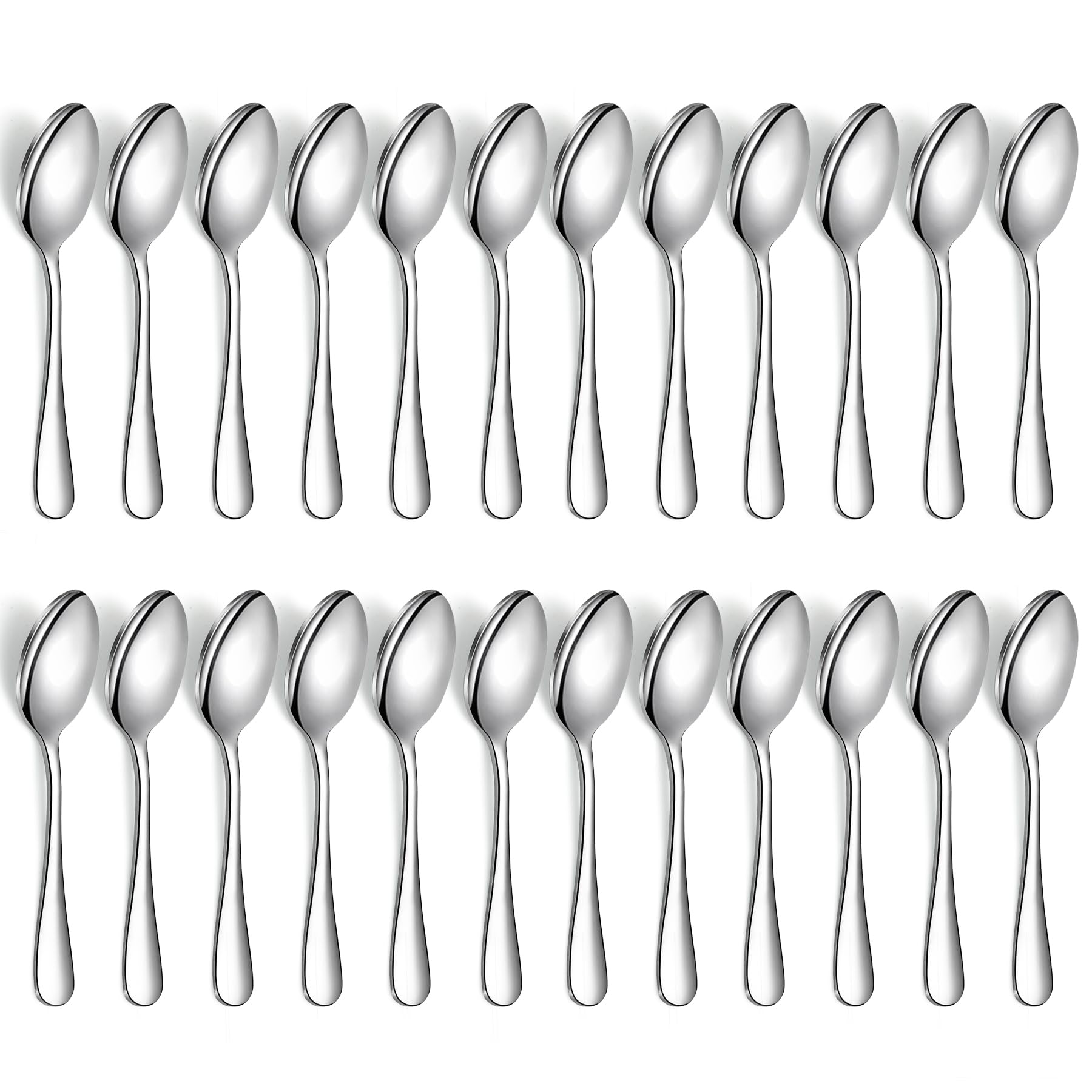 Evanda Teaspoons 24 Pieces, Stainless Steel 14cm Tea Spoon, Cutlery for Tea, Coffee, Cake, Dessert and Salad, Dishwasher Safe