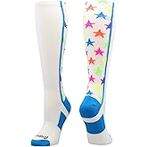 MadSportsStuff All Stars Socks with Stars for Baseball Softball Football Youth and Adult Boys Girls Men Women Over the Calf