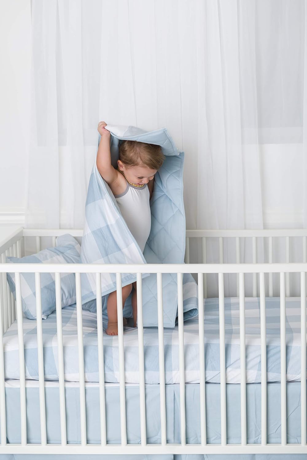 dusty blue crib sheet