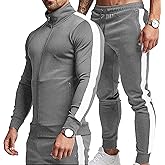 TEZO Men's Casual Active Tracksuits Full Zip Sports Jogging Suits Sets Athletic Running 2 Piece Sweatsuits with Zip Pockets