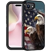 FQTBCEARI Designed for iPhone 16e Case, Military Grade Heavy Duty 3-Layer Shockproof Full-Body Protective Phone Cover for iPhone 16e 2025 6.1", Patriotic American Flag Bald Eagle