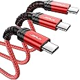 JSAUX 3-Pack USB C to USB C Cable 100W [10ft/6.6ft/3.3ft] Compatible with iPhone 16e 16 15 Pro Max Plus, Samsung Galaxy S25 S24, CarPlay, iPad Pro, Type C to Type C Charger Cable Fast Charging -Red