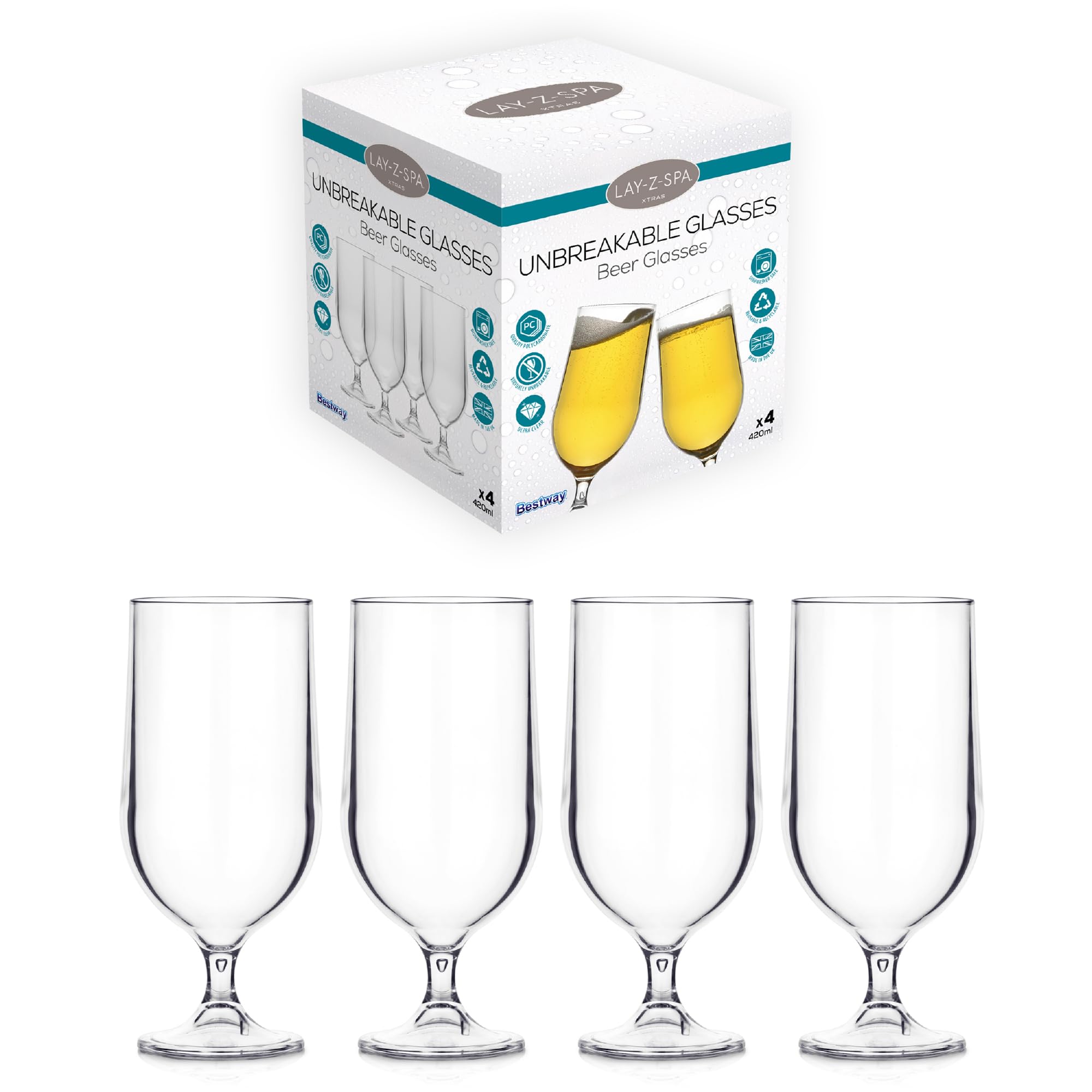 Lay-Z-Spa Reusable Plastic Poly Carbonate Beer Glasses for Hot Tub