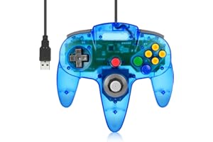 Wired USB N64 Controller, FISUPER Classic Video Game Controller USB Gamepad for Windows PC MAC Raspberry PI Retropie (Transpa
