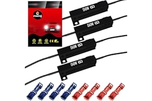 50W 6Ohm LED Load Resistors for LEDs Turn Signal Lights (Fix Hyper Flash, Warning Cancellor) with 8pcs Quick Wire Clips, Espe