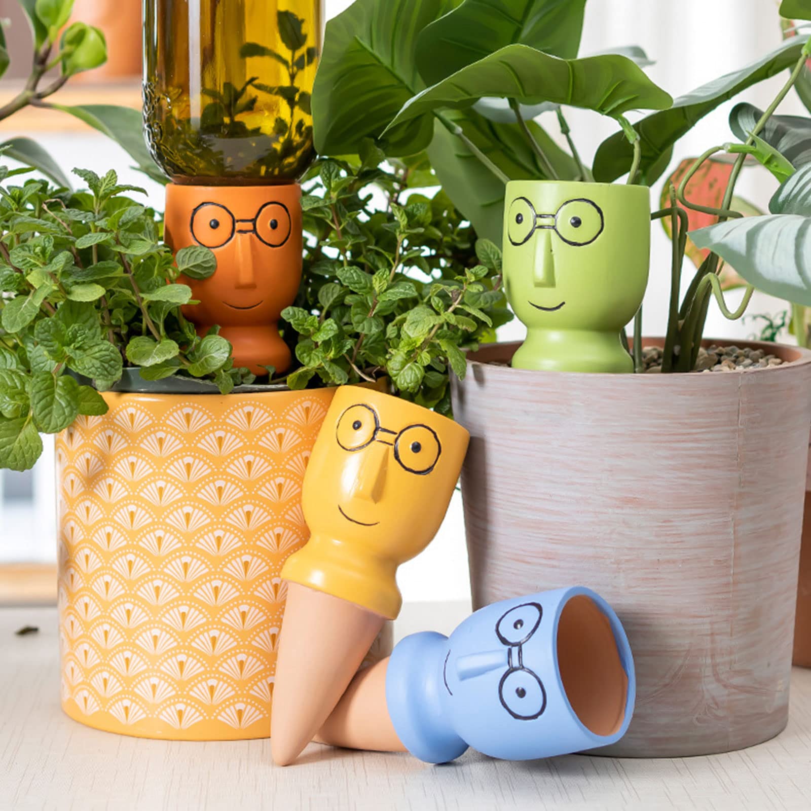 YWNYT 4pcs Plant Self Watering Spikes, Ceramic Automatic Plant Waterers Terracotta Self Watering Stakes Plant Watering Devices for Automatic Plant Flower Watering