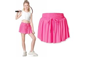 ELEVEN'S KINGDOM Two Inches Extended Butterfly Shorts Girls Flowy Shorts, 2-in-1 Youth Girls Athletic for Fitness, Running, Sports